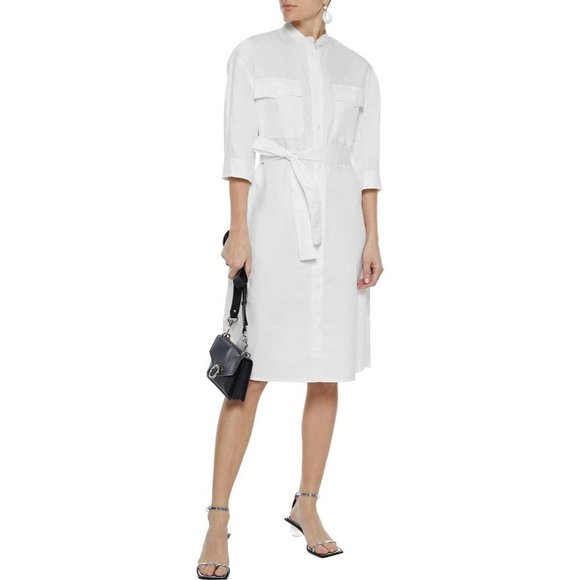 midi shirt dress white